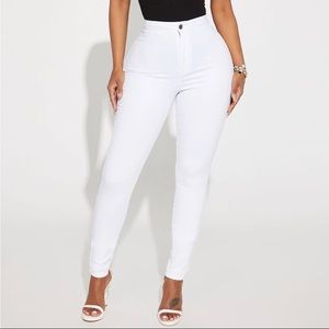 High Waist Skinny Jeans White 3